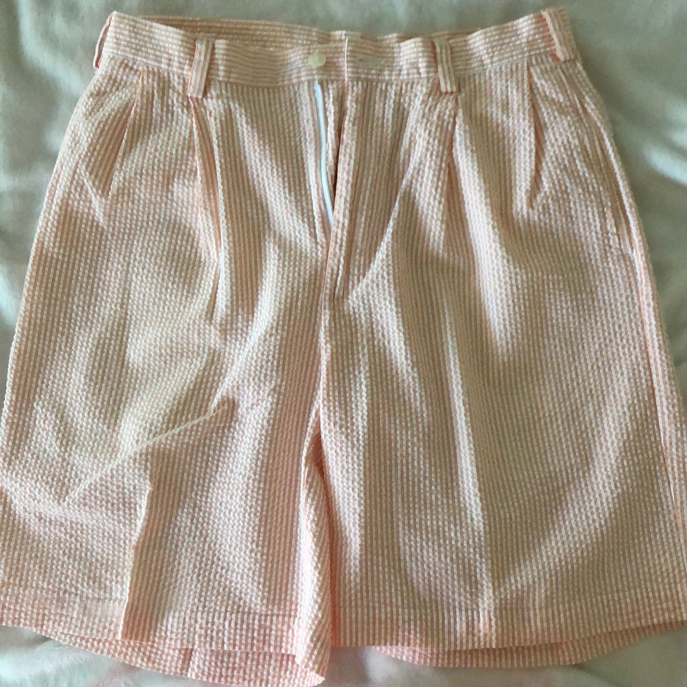 Orange seersucker shorts